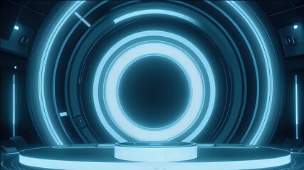 Obraz premium 3D podium background. Podium 3D background technology room. modern display space.