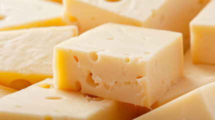 A close up of a piece of cheese with holes in it