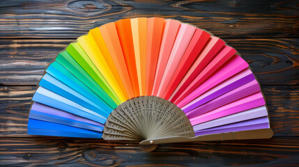 Pantone Fan: Displayed open or partially open to showcase a range of color swatches.
