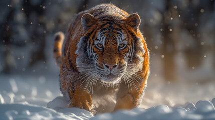 Obraz premium Siberian Tiger in Snow, Majestic Wildlife Portrait