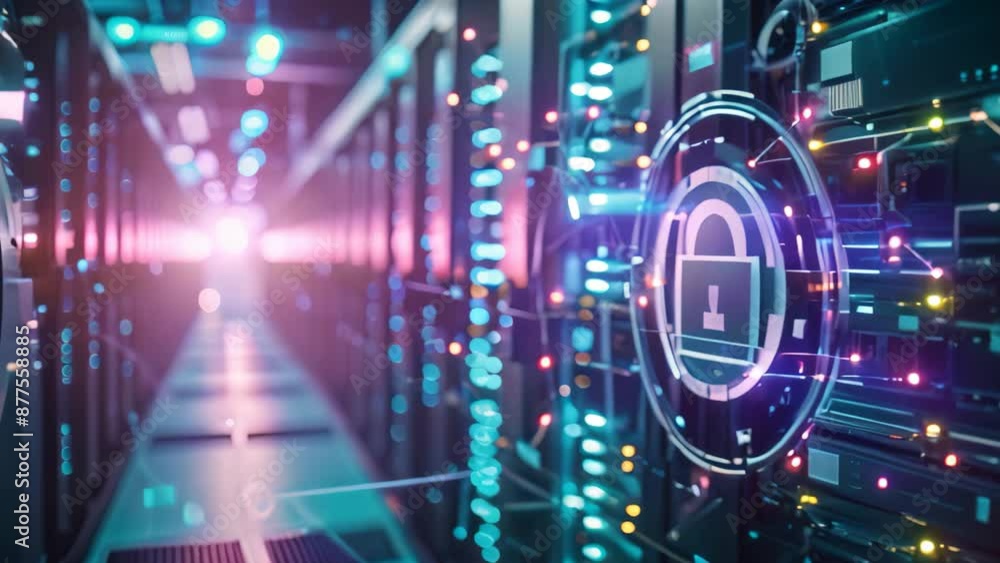 Poster a server in a data center is protected by a padlock for enhanced security, how can data encryption e