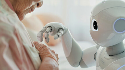 illustration of a robot in geriatric care