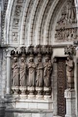 Obraz premium Line of statues of saints ant the entrance of St fin Barrers cathedral cork Republic Ireland