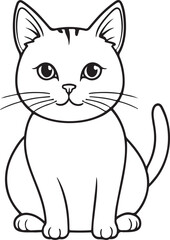 Cute cat line art illustration icon design, solid white background 