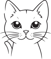 Obraz premium Cute cat line art illustration icon design, solid white background