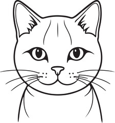 Obraz premium Cute cat line art illustration icon design, solid white background 