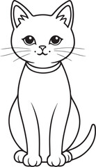 Obraz premium Cute cat line art illustration icon design, solid white background 