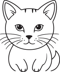 Obraz premium Cute cat line art illustration icon design, solid white background