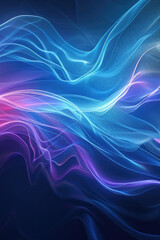Modern shiny blue purple moving shiny neon lines on dark background. Glowing wave on a dark background. Neon wave. Futuristic background