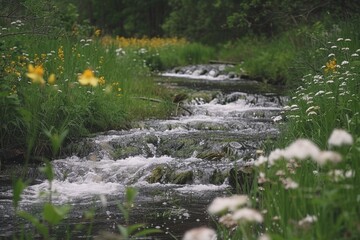 A soothing, minimalist video of a flowing stream 