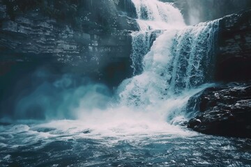Obraz premium A soothing, minimalist video of a waterfall 