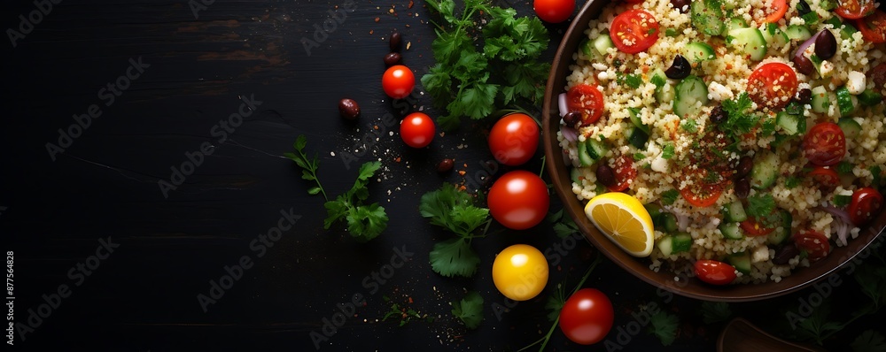 Poster an ultrawide banner displaying fried vegetables with empty space