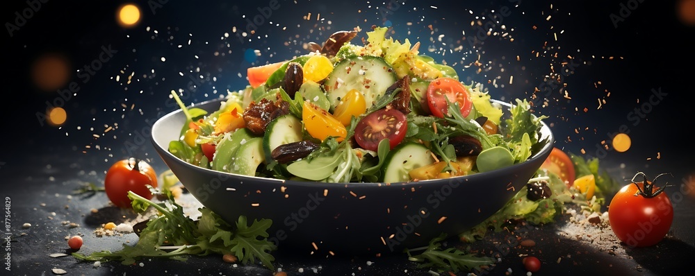 Poster an ultrawide banner displaying fried vegetables with empty space