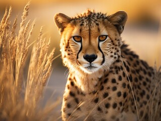 Cheetah in the Desert. A Stunning Portrait of the World's Fastest Land Animal in Its Natural Habitat. Generative AI