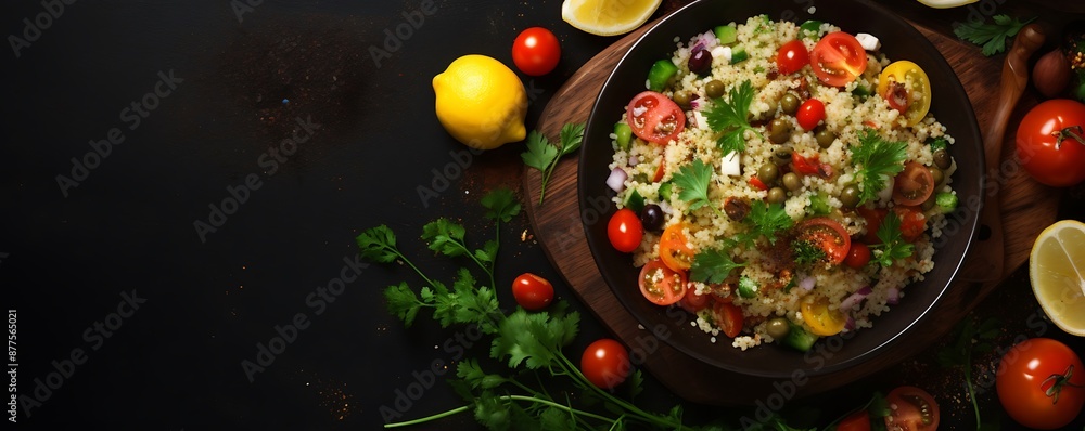 Poster an ultrawide banner displaying fried vegetables with empty space