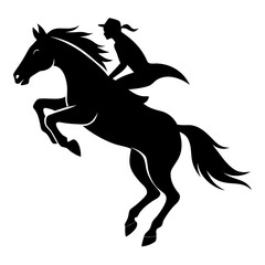 Horse Jumping Logo Black Silhouette Vector of Horse and Rider