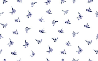 Floral seamless pattern summer trendy vintage retro style minimalism vector texture for fabric textile gray paper print background wallpaper