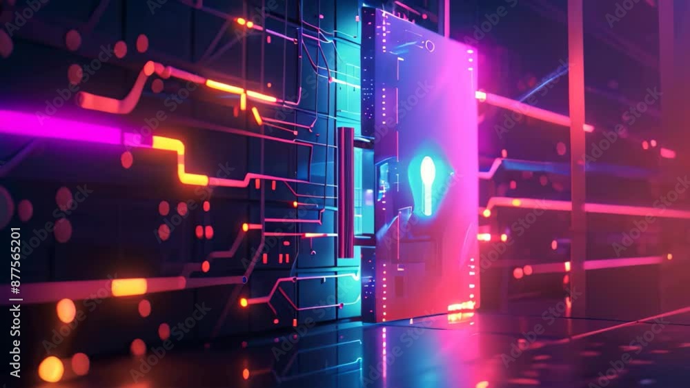 Aufkleber Computer displaying a glowing light symbolizing secure authentication and protection, Illustrate the idea of secure authentication and access control