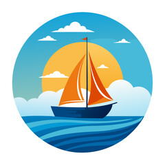 Stunning Sailboat Illustration Behind the Horizon's Serene Beauty