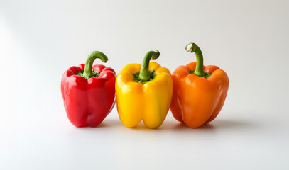 Assorted Fresh Bell Peppers on White Background