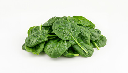 Obraz premium Pile of Fresh Spinach Leaves on White Background