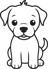 Fototapeta premium Cute dog line art illustration icon design, solid white background 