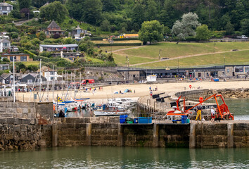 Fototapeta premium Zoomed in shot of the coastal town of Lyme Regis, Dorset