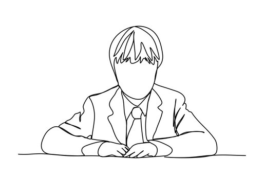 recommend clip art: Child in school uniform. One line drawing vector illustration.
