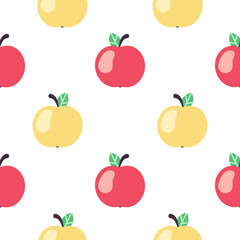Red and yellow apples. Vector seamless pattern.