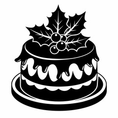 Christmas cake vector,chocolate cake with cherry,cake with candles
