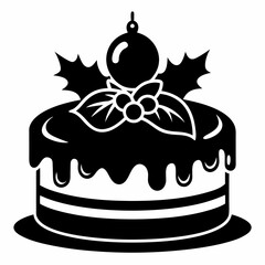 Christmas cake vector,chocolate cake with cherry,cake with candles