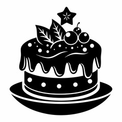 Christmas cake vector,chocolate cake with cherry,cake with candles