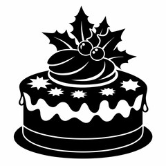 Christmas cake vector,chocolate cake with cherry,cake with candles