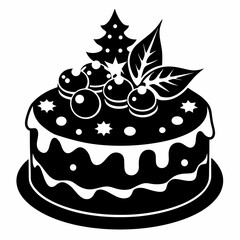 Christmas cake vector,chocolate cake with cherry,cake with candles