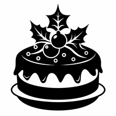 Christmas cake vector,chocolate cake with cherry,cake with candles