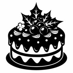 Christmas cake vector,chocolate cake with cherry,cake with candles