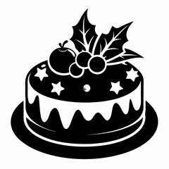 Christmas cake vector,chocolate cake with cherry,cake with candles