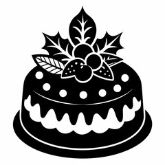 Christmas cake vector,chocolate cake with cherry,cake with candles