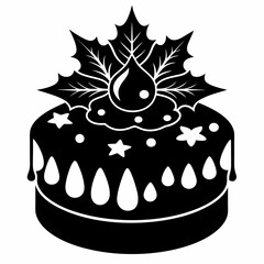 Christmas cake vector,chocolate cake with cherry,cake with candles