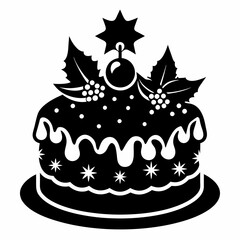 Christmas cake vector,chocolate cake with cherry,cake with candles