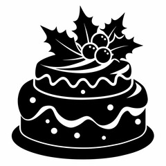 Christmas cake vector,chocolate cake with cherry,cake with candles