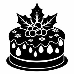 Christmas cake vector,chocolate cake with cherry,cake with candles