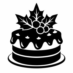 Christmas cake vector,chocolate cake with cherry,cake with candles