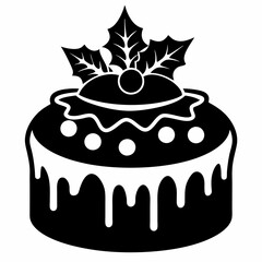 Christmas cake vector,chocolate cake with cherry,cake with candles