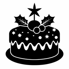 Christmas cake vector,chocolate cake with cherry,cake with candles