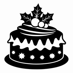 Christmas cake vector,chocolate cake with cherry,cake with candles