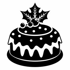 Christmas cake vector,chocolate cake with cherry,cake with candles