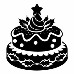 Christmas cake vector,chocolate cake with cherry,cake with candles