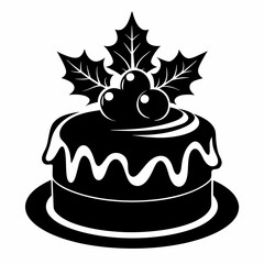 Christmas cake vector,chocolate cake with cherry,cake with candles