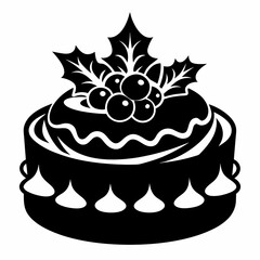 Christmas cake vector,chocolate cake with cherry,cake with candles